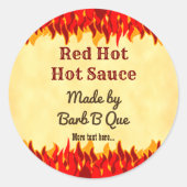 Rode Vlammen Custom Retro BBQ Hete Saus Ronde Sticker (Voorkant)