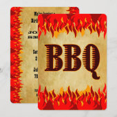 Rode Vlammen Western BBQ-feest Kaart (Voorkant / Achterkant)