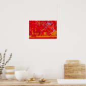 Rode Vlammende Voorsteden Poster (Keuken)