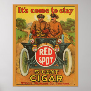 rode vlek 5 cent cigar auto en Poster
