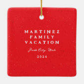 Rode vlek lijst eenvoudige kerstfoto keramisch ornament (Achterkant)