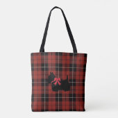 Rode vlek met Scottish Terrier met rode boog Tote Bag (Achterkant)