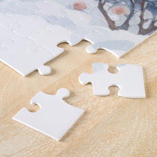 Rode vlekken op een rowan boom in het bos legpuzzel (Zijkant)