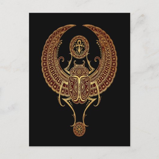 Rode vleugel uit de Egyptische Scarab Beetle met A Briefkaart (Voorkant)