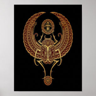 Rode vleugel uit de Egyptische Scarab Beetle met A Poster