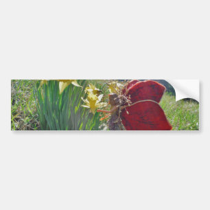 rode vleugelfee en daffodils bumpersticker