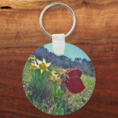 rode vleugelfee en daffodils sleutelhanger (Voorkant)