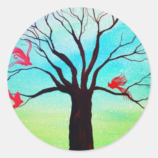 Rode vleugels ronde sticker (Voorkant)