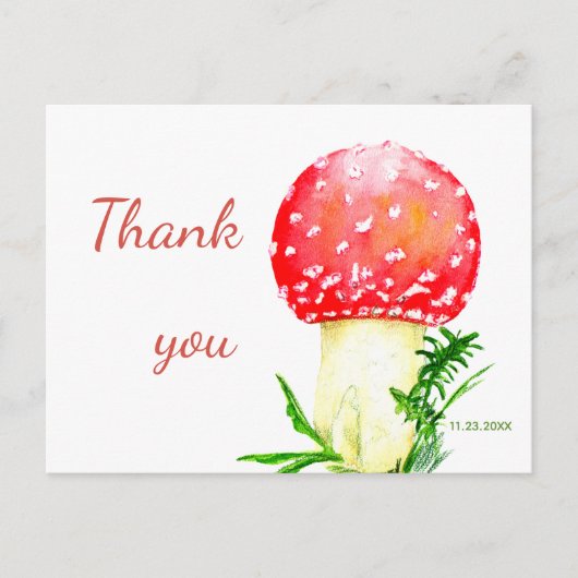 Rode vlieg agaric, paddenstoel. Hartelijk Bedankt Briefkaart (Voorkant)