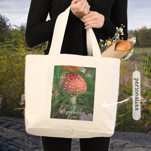 Rode vlieg-paddenstoel grote tote bag