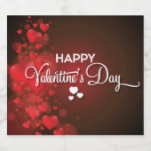 Rode vliegende harten met Happy Valentijnsdag Sparkling Wijnetiket (Enkel label)
