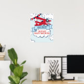 rode vliegtuig baby shower poster (Thuiskantoor)