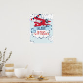 rode vliegtuig baby shower poster (Keuken)