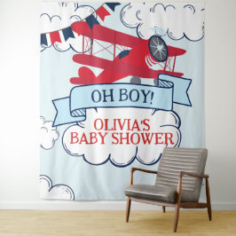 Rode Vliegtuig Baby Shower Wandkleed
