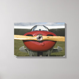 Rode Vliegtuig en Houten Propeller Canvas Afdruk