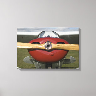Rode Vliegtuig en Houten Propeller Canvas Afdruk