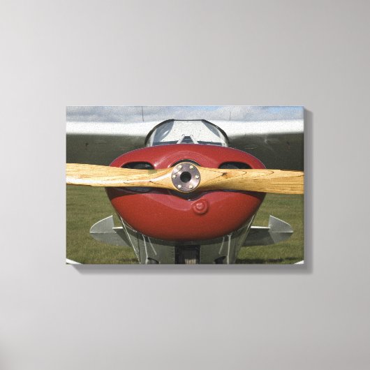 Rode Vliegtuig en Houten Propeller Canvas Afdruk (Voorkant)