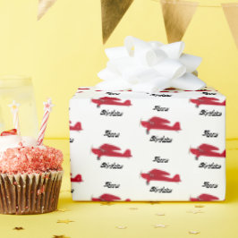  Rode Vliegtuig Happy Birthday Wrapping Paper Cadeaupapier