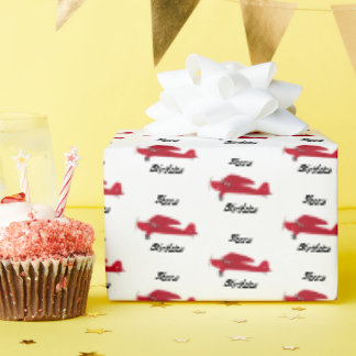  Rode Vliegtuig Happy Birthday Wrapping Paper Cadeaupapier