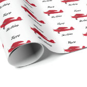  Rode Vliegtuig Happy Birthday Wrapping Paper Cadeaupapier (Rol Hoek)