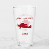  Rode Vliegtuig Merry Kerstmis Pint Soda Jar Glas (Voorkant)