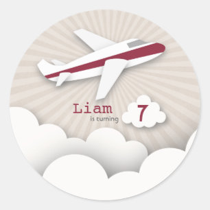 Rode Vliegtuig Verjaardagsfeestje Sticker