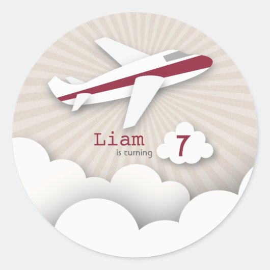 Rode Vliegtuig Verjaardagsfeestje Sticker (Voorkant)