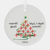 Rode Vliegtuigen Kerstboom, Luchtvaart, Eenvoudig Glas Ornament (Achterkant)