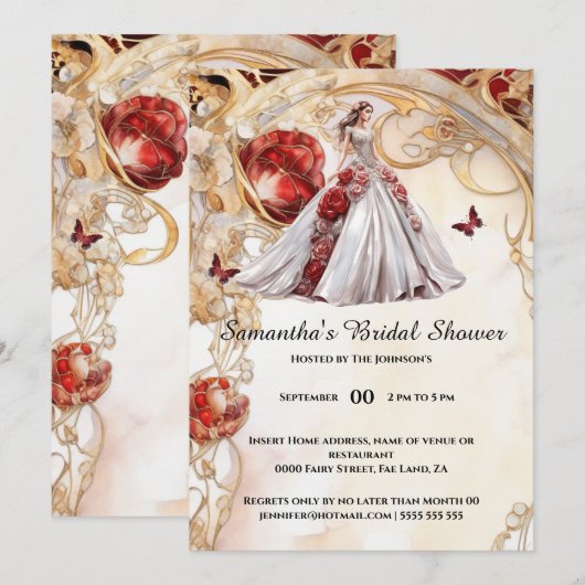 Rode vlinder bloemenbruid roos 2 be vrijgezellenfe kaart (Voorkant / Achterkant)