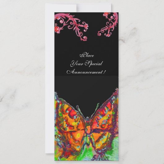 RODE VLINDER,BLOEMENKRULLEN Goud Geel Zwart Kaart (Achterkant)