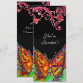 RODE VLINDER,BLOEMENKRULLEN Goud Geel Zwart Kaart (Voorkant / Achterkant)