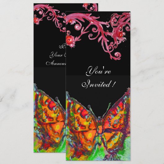 RODE VLINDER,BLOEMENKRULLEN Goud Geel Zwart Kaart (Voorkant / Achterkant)