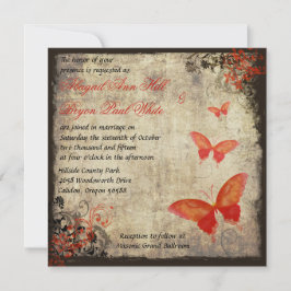 Rode  vlinder bruiloft uitnodiging