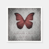 Rode vlinder Damask bruiloft Servet (Voorkant)