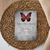 Rode  Vlinder Damask Save the Date Aankondiging