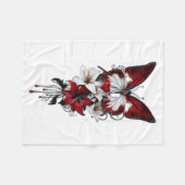 Rode Vlinder en Lelie Kunst Dekbed Fleece Deken (Voorkant (Horizontaal))