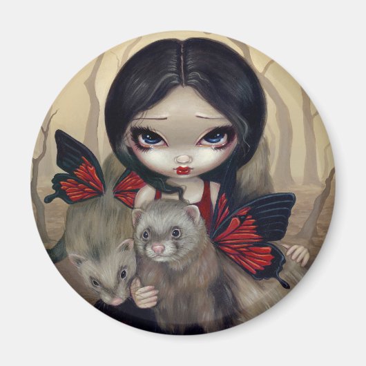 "Rode vlinder fretten" magneet (Voorkant)