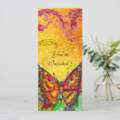 RODE VLINDER GELE GOUDEN VONKEN Sweet 16 Feestje Kaart (Staand voorkant)