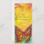 RODE VLINDER GELE GOUDEN VONKEN Sweet 16 Feestje Kaart (Achterkant)