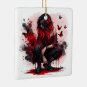 Rode vlinder grunge meisje keramisch ornament (Rechts)