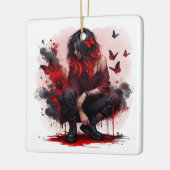 Rode vlinder grunge meisje keramisch ornament (Links)