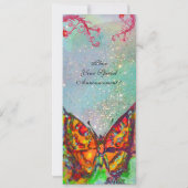 RODE VLINDER IN BLAUW GROEN TEAL GOUD GLINSTERINGE KAART (Achterkant)