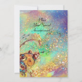 RODE VLINDER IN BLAUW GROEN TEAL GOUD GLINSTERINGE KAART (Achterkant)