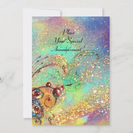 RODE VLINDER IN BLAUW GROEN TEAL GOUD GLINSTERINGE KAART (Achterkant)