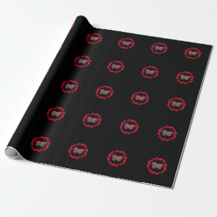 Rode vlinder in een cirkel van vuur - symbool van cadeaupapier