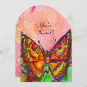 RODE VLINDER IN ROZE FUCHSIA GOUD GLITTERTJE KAART (Voorkant / Achterkant)