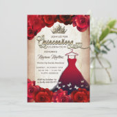 Rode vlinder jurk rozen tiara Quince Kaart (Staand voorkant)