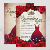 Rode vlinder jurk rozen tiara Quince Kaart (Voorkant / Achterkant)