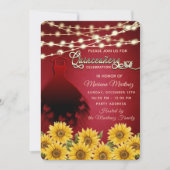 Rode vlinder jurk Zonnebloem String lichten kweepe Kaart (Voorkant)