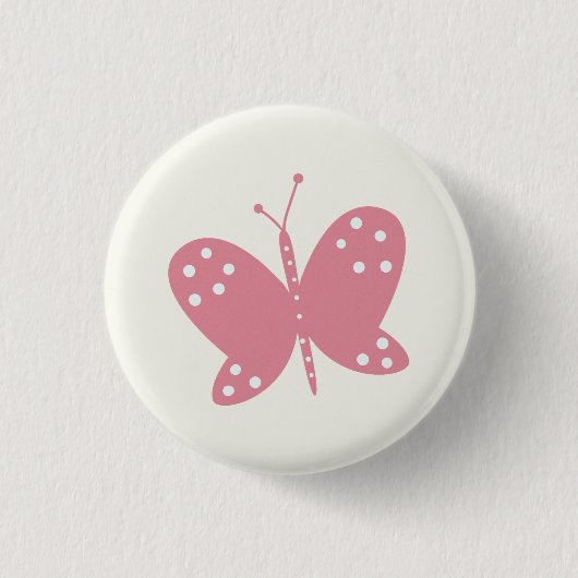 Rode Vlinder Knop Ronde Button 3,2 Cm (Voorkant)